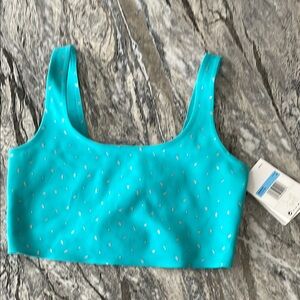 NWT Nike Turquoise Training Crop Top Silver Accents perfect for yoga or swim, M